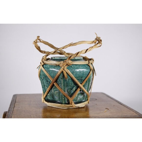 Antique Chinese hexagonal green ginger jar, blue ginger jar, Chinese small - Picture 6 of 10